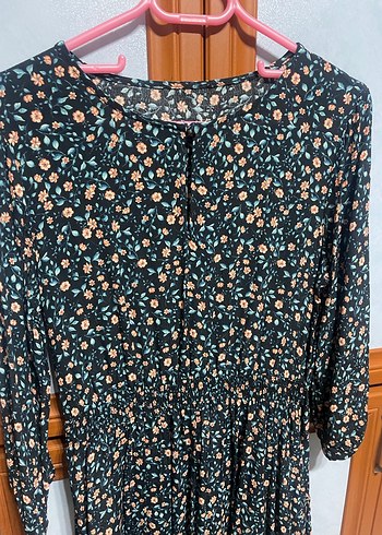 Çiçek Desenli Mini Elbise, Yarım Kol - Görsel 4