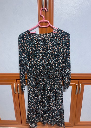 Çiçek Desenli Mini Elbise, Yarım Kol - Görsel 3