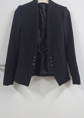 Düğmeli Siyah Kadın Blazer Ceket