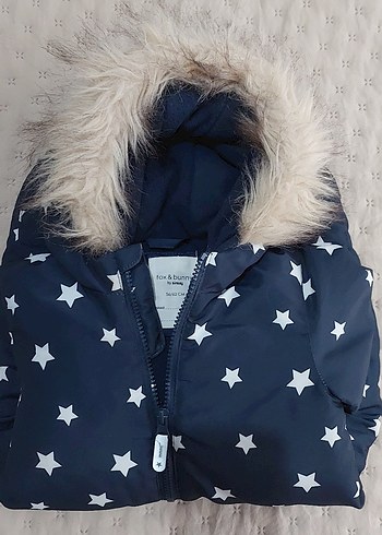 Kürklü Kapüşonlu Mavi Erkek Bebek Kayak Tulumu - Görsel 6