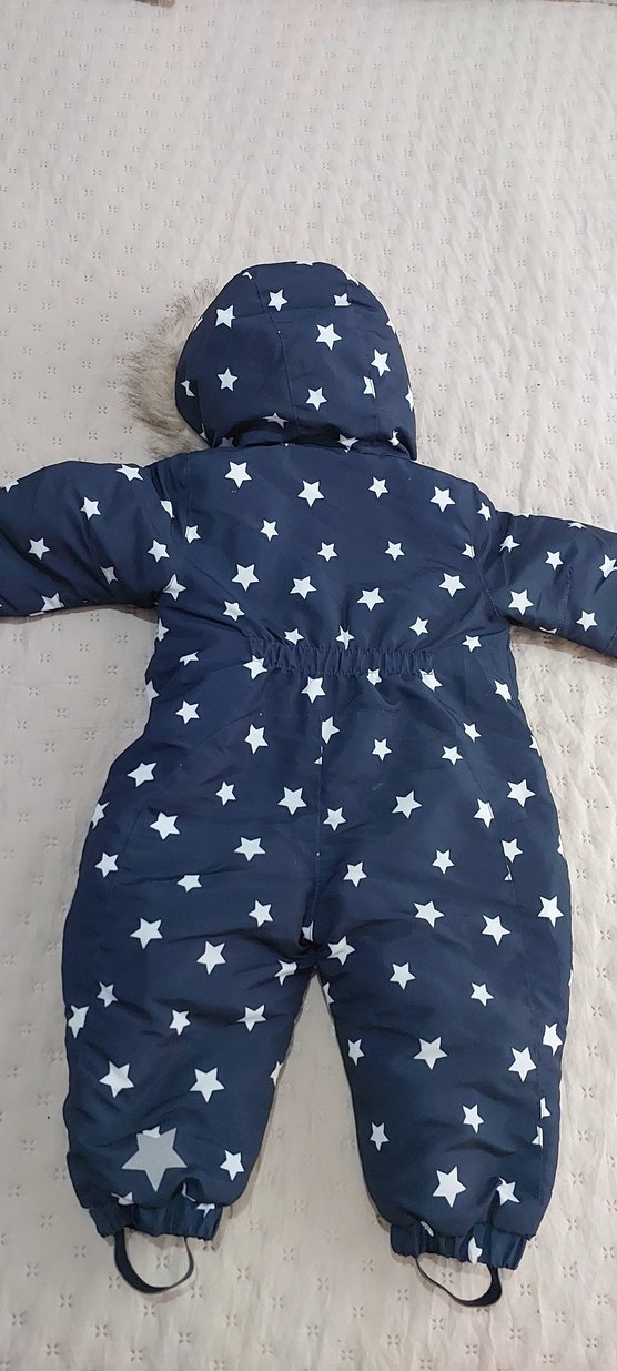 Kürklü Kapüşonlu Mavi Erkek Bebek Kayak Tulumu - Görsel 3