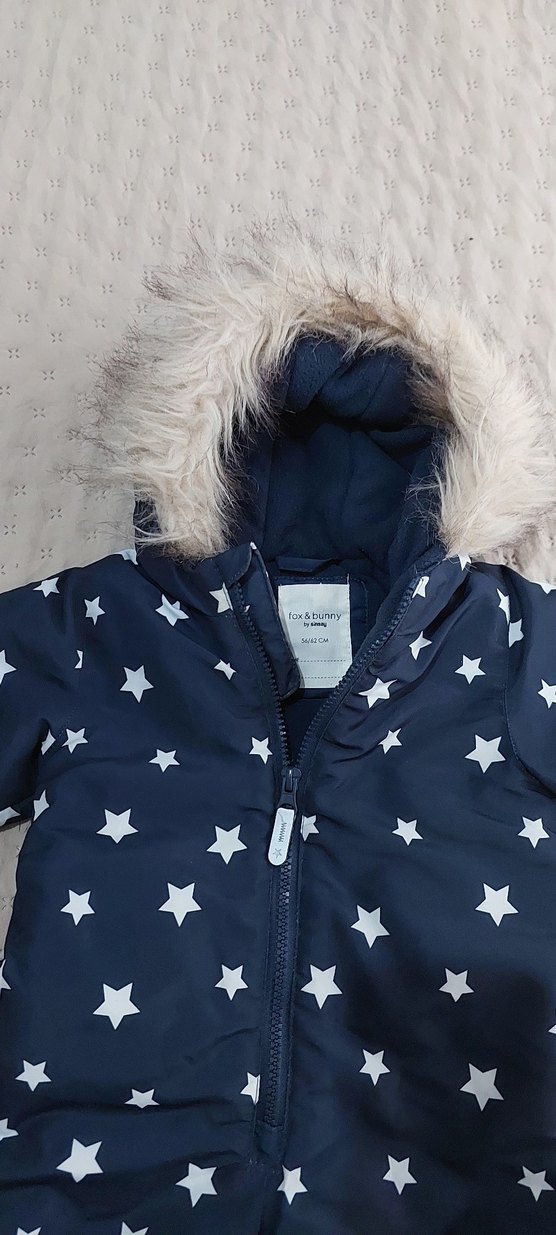 Kürklü Kapüşonlu Mavi Erkek Bebek Kayak Tulumu - Görsel 5