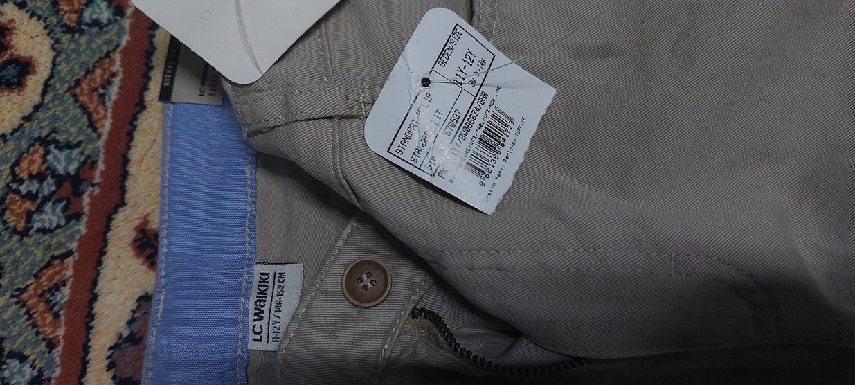 krem rengi Erkek okul Rahat Pantolon - Görsel 4