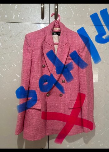 Zara Canli Pembe Cift Sirali Blazer Ceket
