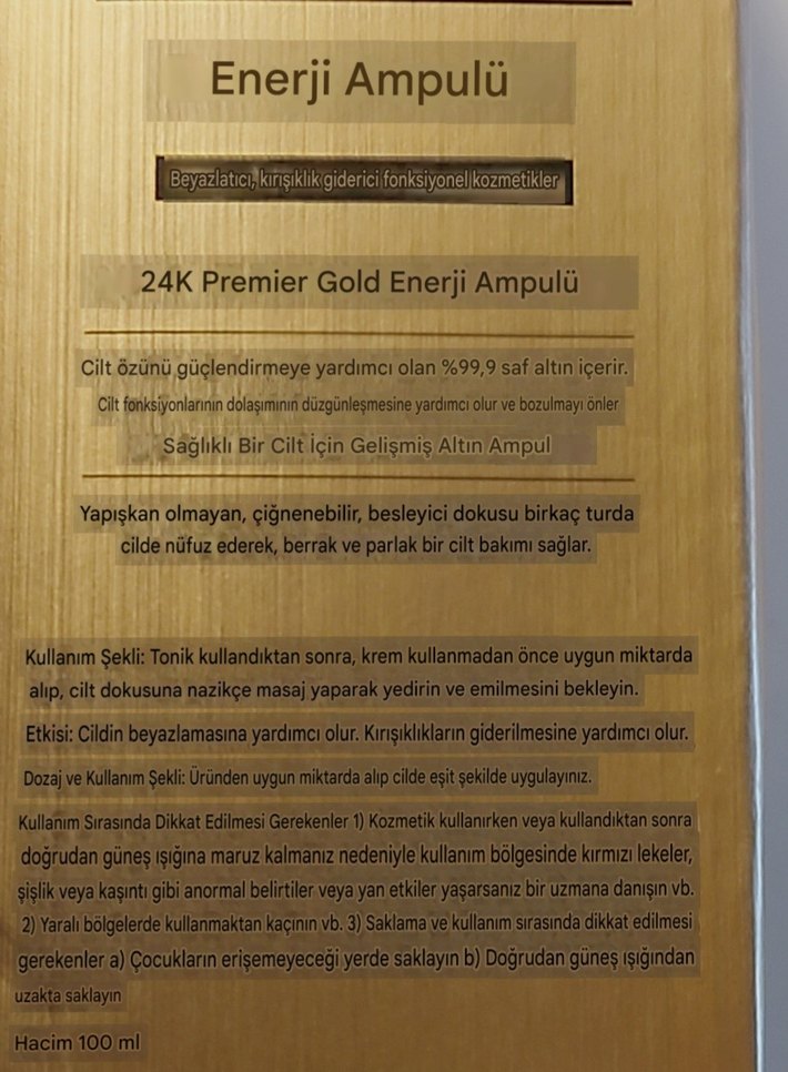 24K Premier Gold Enerji Ampulü 100 ml - Görsel 4