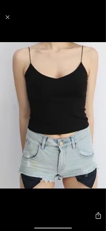 Siyah ip askı crop