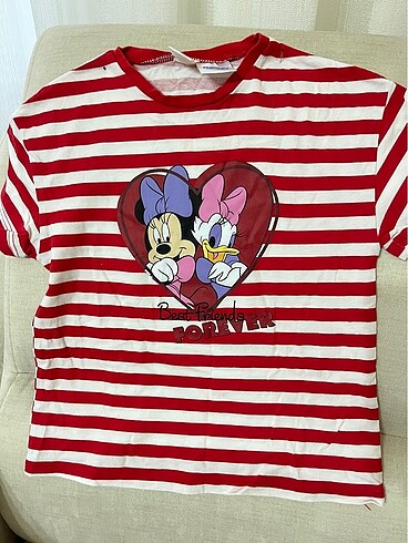 5 Yaş Beden Kirmizi Minnie Mouse Baskılı Kız Çocuk Tişört ve Tayt 2'li