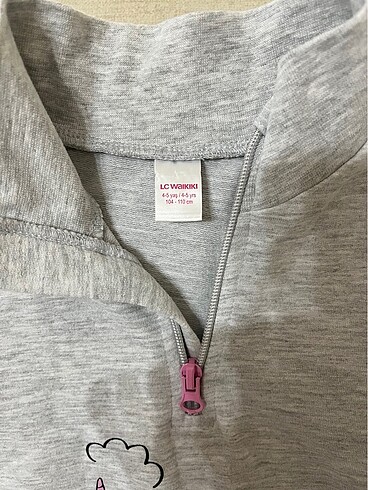 LC Waikiki Bej Kız Çocuk Sweatshirt Baskılı Gri Melanj