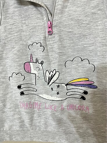 4 Yaş Beden Bej Kız Çocuk Sweatshirt Baskılı Gri Melanj