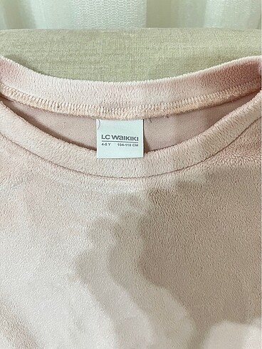 5 Yaş Beden pembe Renk Pembe Bisiklet Yaka Uzun Kollu Kız Çocuk Kadife Pijama Takımı