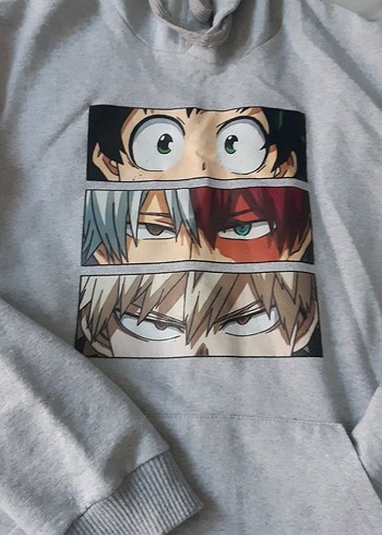 Gri Baskı Sweatshirt Kapüşonlu 11 .12 yaşa - Görsel 2