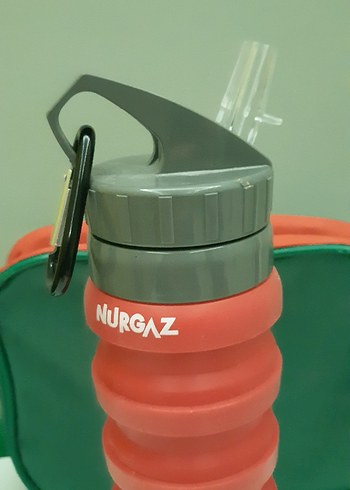 Nurgaz Katlanabilir Kırmızı Termos Matara - Görsel 3