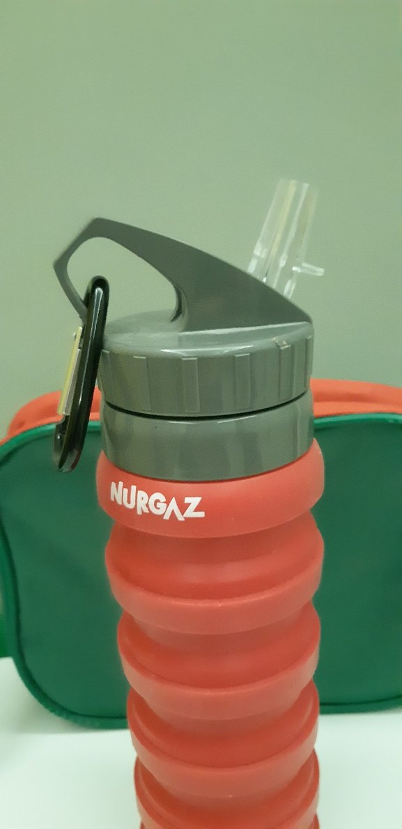 Nurgaz Katlanabilir Kırmızı Termos Matara - Görsel 3