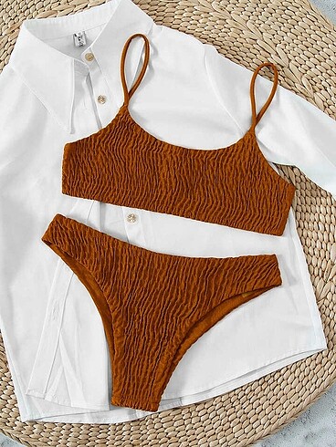 Kiremit rengi bikini takımı