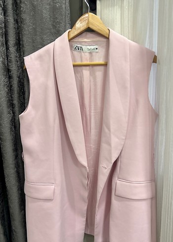 Zara Acik Pembe Kolsuz Blazer