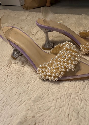 İnci Detaylı Mor Stiletto Kadın Abiye Ayakkabı - Görsel 3