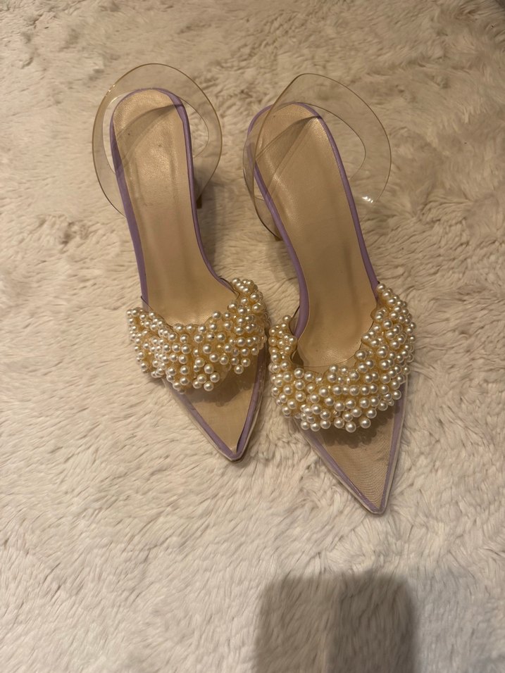 İnci Detaylı Mor Stiletto Kadın Abiye Ayakkabı - Görsel 5