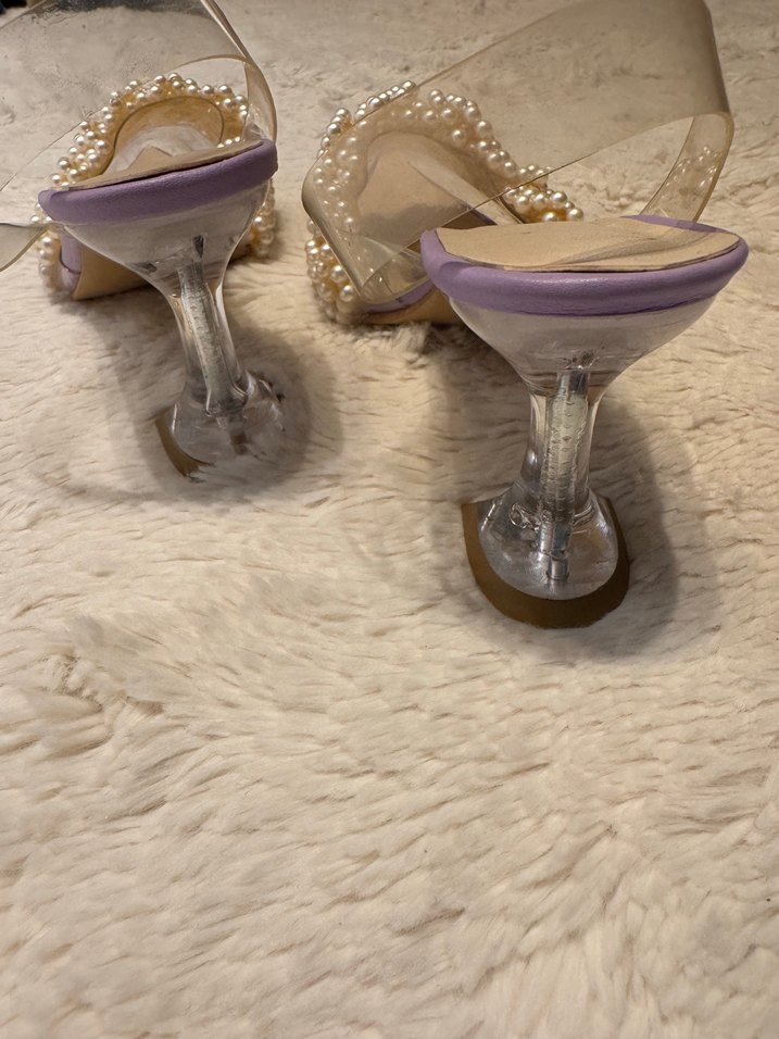 İnci Detaylı Mor Stiletto Kadın Abiye Ayakkabı - Görsel 4