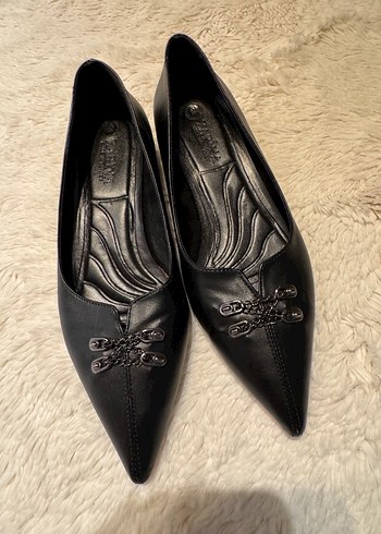 Klasik Siyah Deri Stiletto Kadın Ayakkabı - Görsel 4