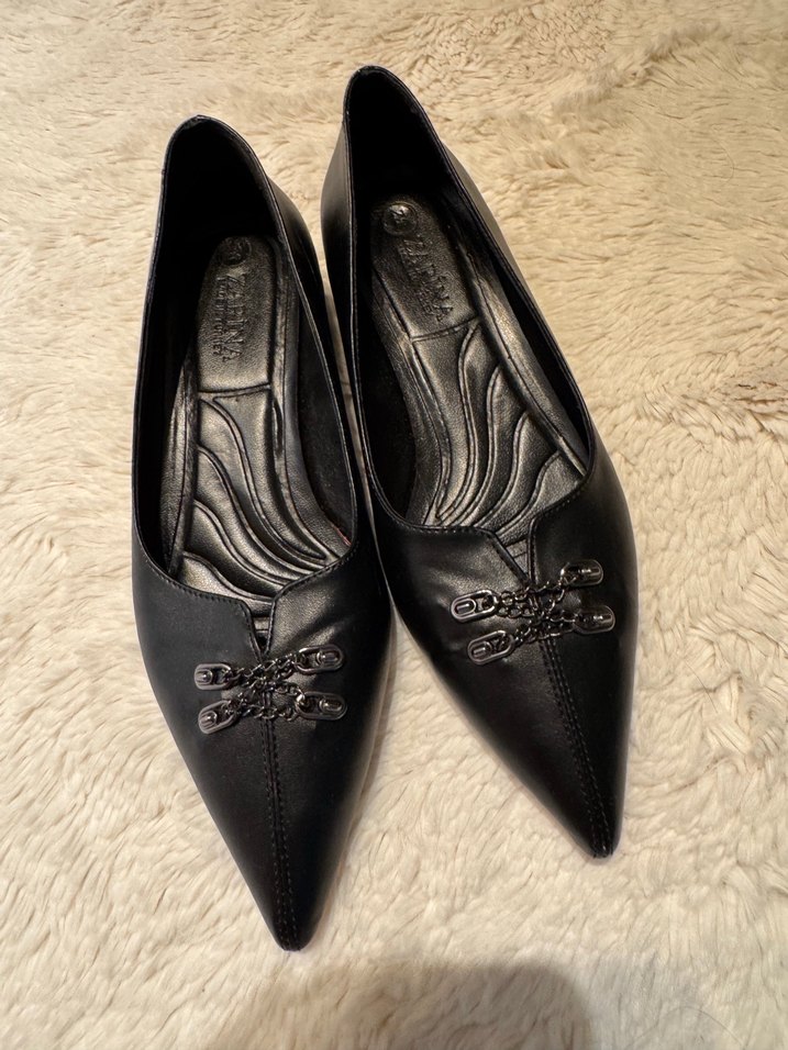 Klasik Siyah Deri Stiletto Kadın Ayakkabı - Görsel 4