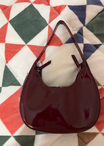 Bordo Deri Tokalı Kadın Çanta