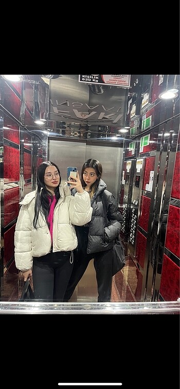 Bershka krem şişme mont