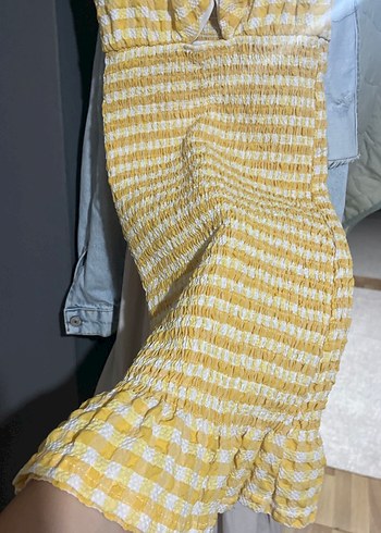 Sarı Pileli Midi Hamile Bluz - Görsel 2