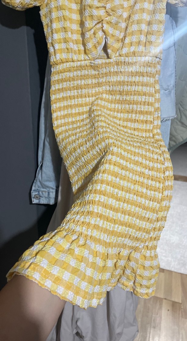 Sarı Pileli Midi Hamile Bluz - Görsel 2