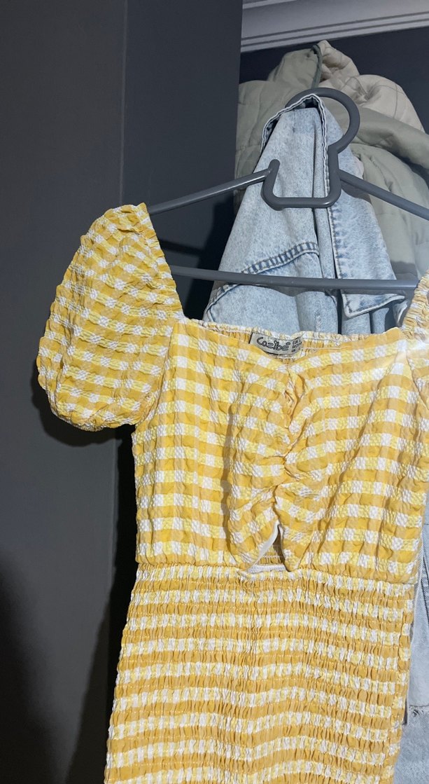 Sarı Pileli Midi Hamile Bluz - Görsel 3