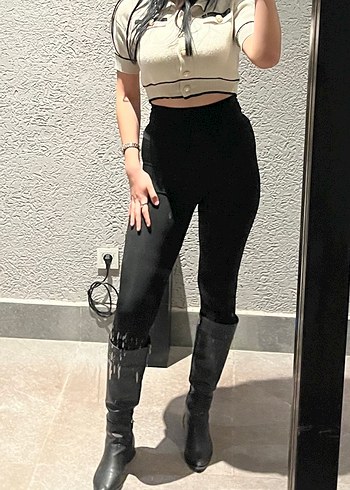 Siyah Tokalı İnce Topuklu Dizüstü Çizme - Görsel 2