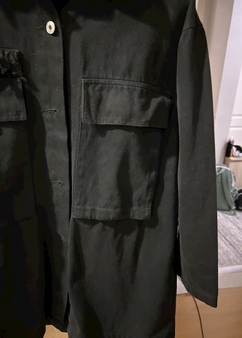 Düğmeli Siyah Midi Kadın Ceket - Görsel 7