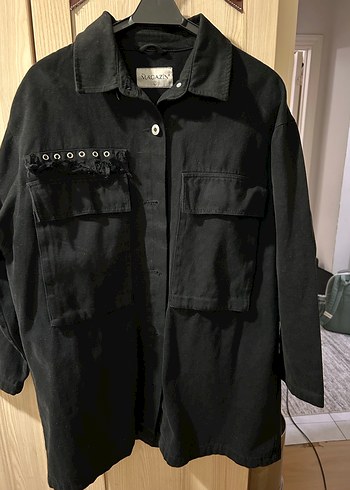 Düğmeli Siyah Midi Kadın Ceket - Görsel 4