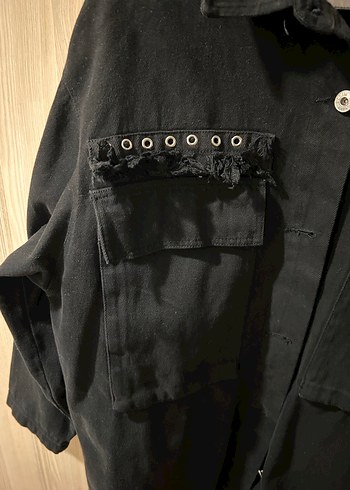 Düğmeli Siyah Midi Kadın Ceket - Görsel 5