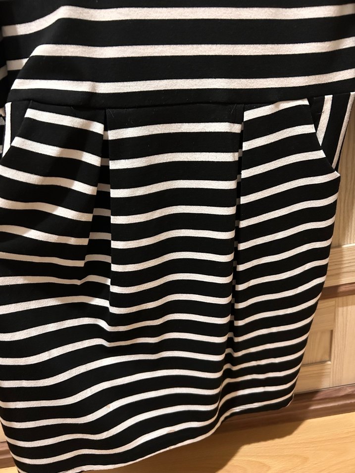 Fermuarlı Siyah Çizgili elbise - Görsel 3