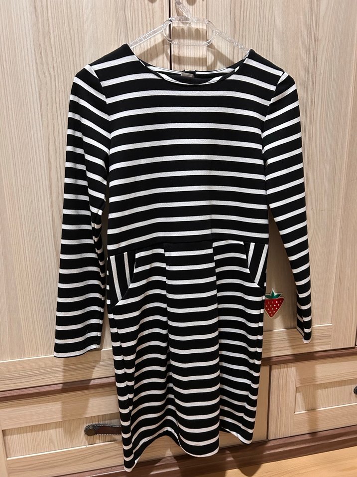 Fermuarlı Siyah Çizgili elbise - Görsel 4