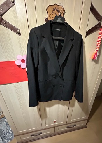 Düğmeli Siyah Kadın Blazer Ceket - Görsel 4