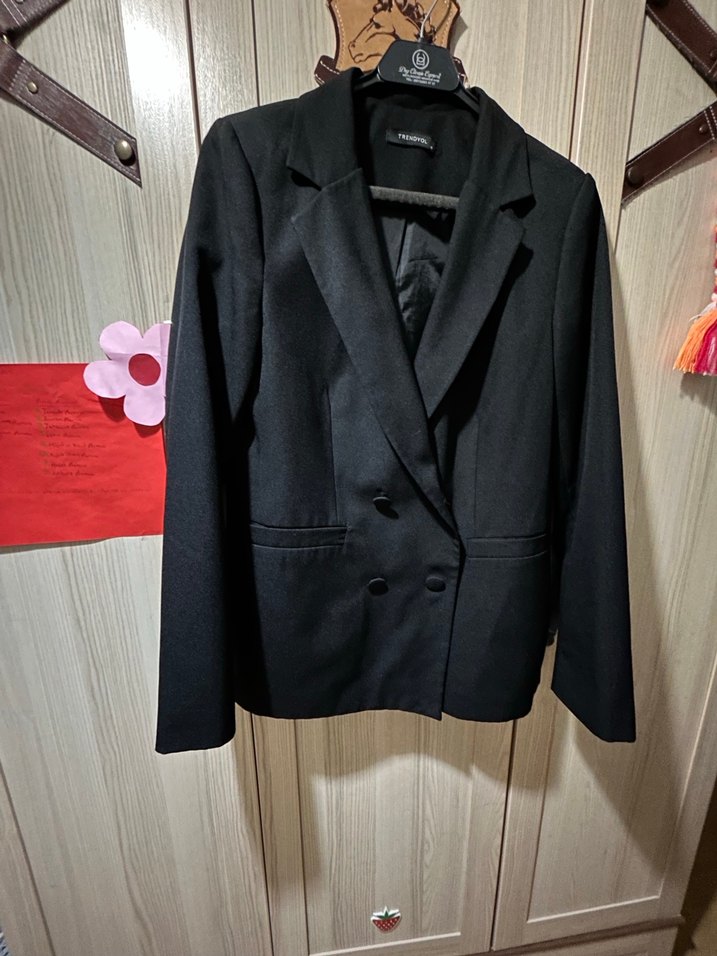 Düğmeli Siyah Kadın Blazer Ceket - Görsel 3