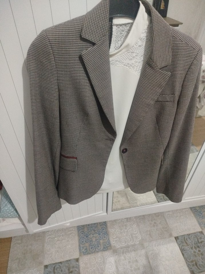 Düğmeli Kahverengi Kadın Blazer Ceket - Görsel 2