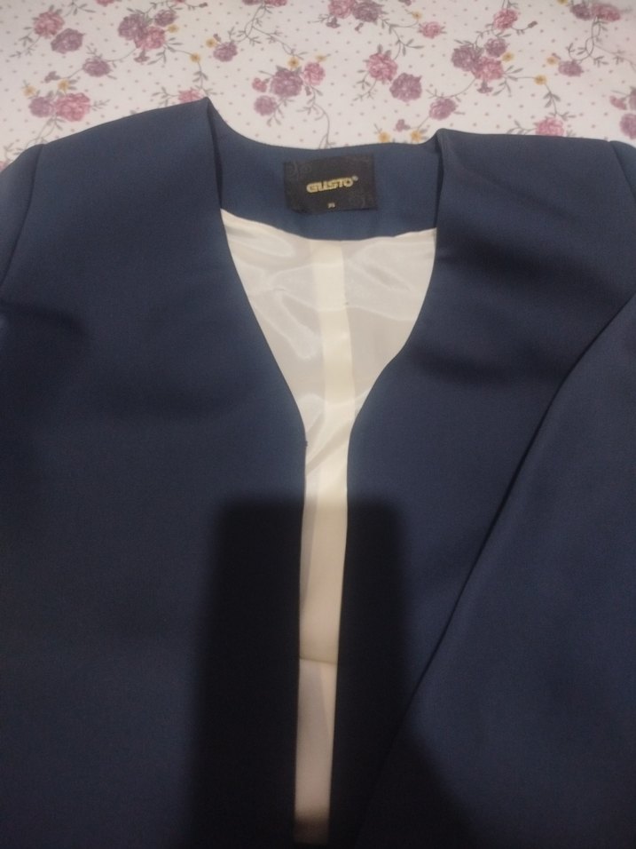 Kadın Lacivert Uzun Kollu Kumaş Takım - Görsel 2