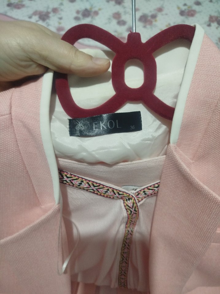 Pembe Düğmeli Kadın Blazer Ceket - Görsel 2