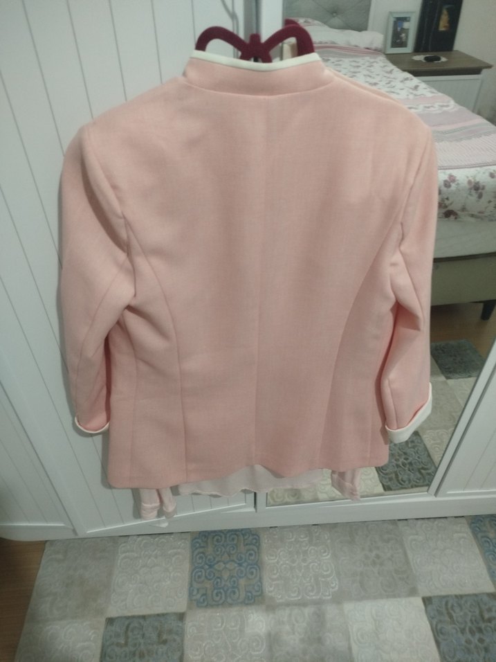 Pembe Düğmeli Kadın Blazer Ceket - Görsel 4