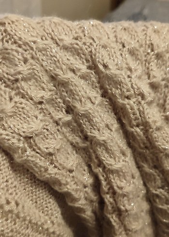 Bej Örgü Kadın Yelek V Yakalı - Görsel 3