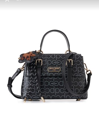 Desenli Siyah Deri Kadın Çanta - Görsel 3