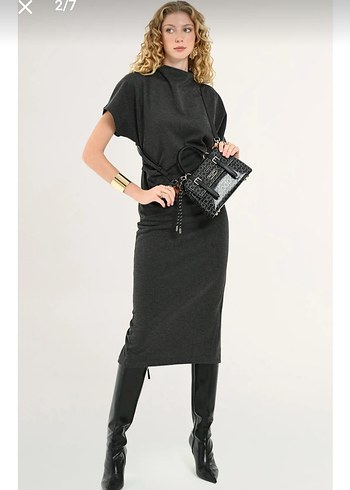 Desenli Siyah Deri Kadın Çanta - Görsel 2