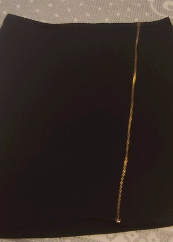 Kırmızı Fermuarlı Mini Etek - Görsel 3