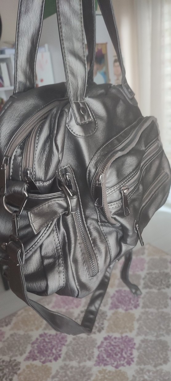 Siyah Deri Gotik Kadın Çanta - Görsel 2