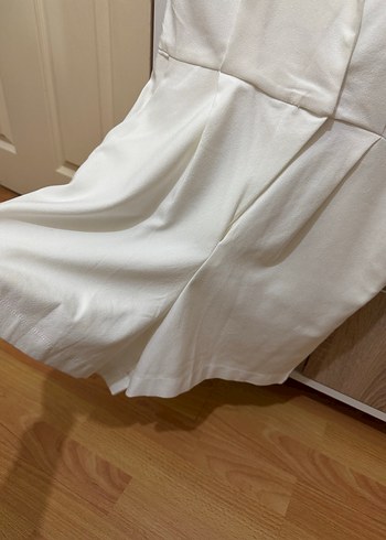 Kadın Beyaz Kısa Kollu Keten Tulum - Görsel 2