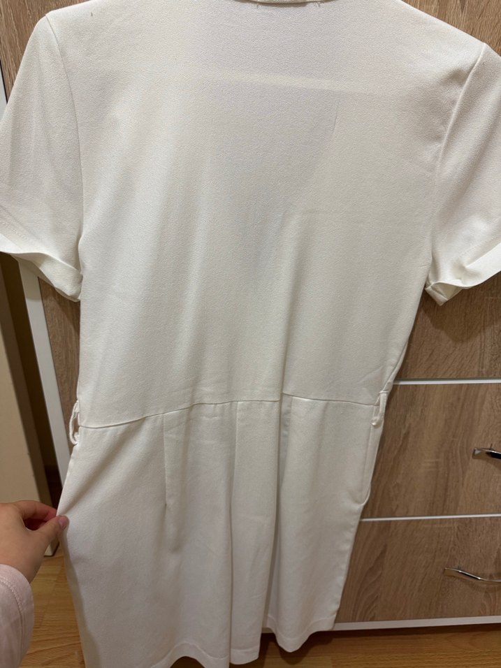 Kadın Beyaz Kısa Kollu Keten Tulum - Görsel 3