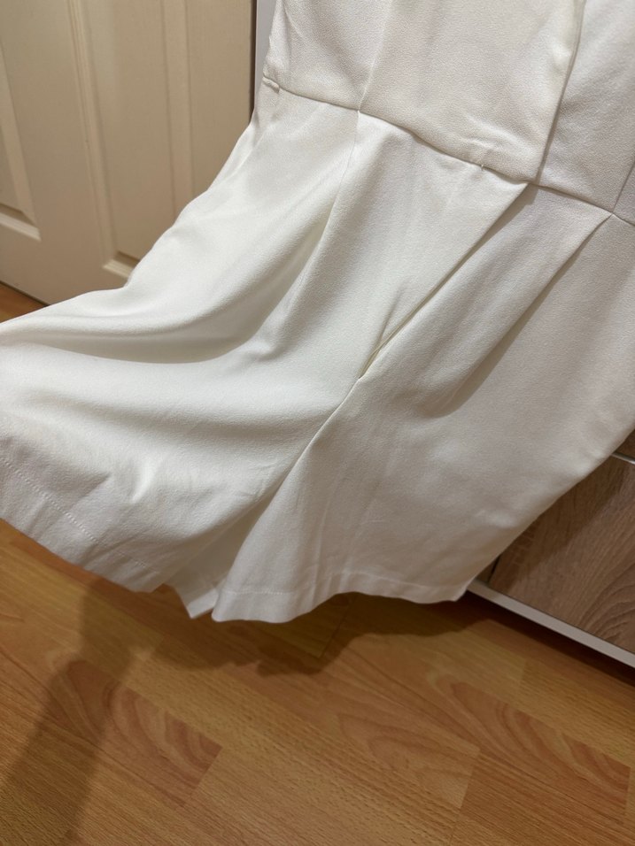 Kadın Beyaz Kısa Kollu Keten Tulum - Görsel 2