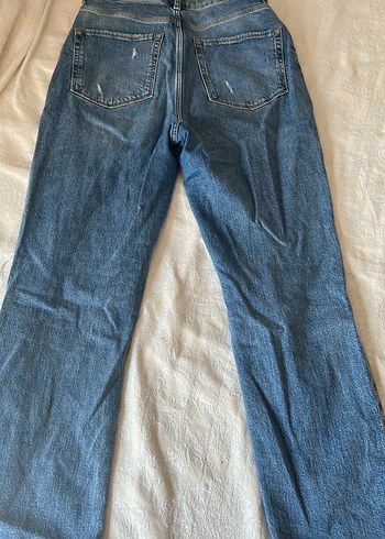 42 Beden Collins yüksek bel Düğmeli Loose Fit Midi Kadın Kot Pantolon